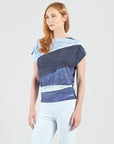 Silky Pleat Knit - Dolman Short Sleeve Top - Lunar Stripe - Final Sale