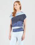 Silky Pleat Knit - Dolman Short Sleeve Top - Lunar Stripe - Final Sale - Clara Sunwoo