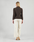 Mock Funnel Neck Top - Brown