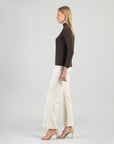 Mock Funnel Neck Top - Brown