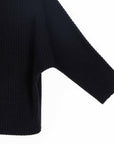 Chunky Ribbed - Funnel Neck Sweater Top - Black