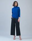Plush Ribbed - Funnel Neck Sweater - Cobalt