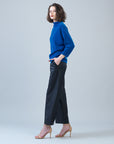 Plush Ribbed - Funnel Neck Sweater - Cobalt