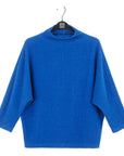 Plush Ribbed - Funnel Neck Sweater - Cobalt