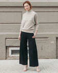 Plush Ribbed - Funnel Neck Sweater Top - Natural