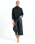 Chunky Ribbed - Funnel Neck Sweater Top - Black