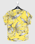 Side Ruched Boat Neck Top - Sunlit Palm