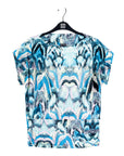 Side Ruched Boat Neck Top - Abstract Prism - Final Sale!