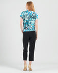 Side Ruched Boat Neck Top - Abstract Prism - Final Sale!
