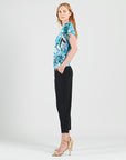 Side Ruched Boat Neck Top - Abstract Prism - Final Sale!