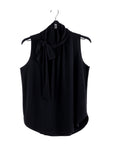 Mock Neck-Tie Detail Top - Black - Final Sale