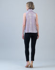 Glitter Foil - Mock Neck-Tie Detail Top - Pink - Final Sale!