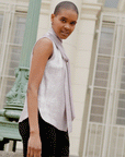 Glitter Foil - Mock Neck-Tie Detail Top - Pink - Final Sale!