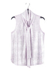 Glitter Foil - Mock Neck-Tie Detail Top - Pink - Final Sale!