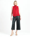 Glimmer Speck - Mock Neck-Tie Detail Top - Red - Final Sale!