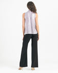 Glitter Foil - Mock Neck-Tie Detail Top - Pink - Final Sale!