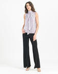 Glitter Foil - Mock Neck-Tie Detail Top - Pink - Final Sale!