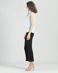 Glitter Foil - Mock Neck-Tie Detail Top - Silver - Final Sale!