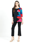 Scoop Neck Tunic - Red Paint Stroke