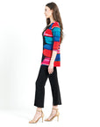 Scoop Neck Tunic - Red Paint Stroke