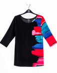 Scoop Neck Tunic - Red Paint Stroke