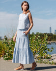 Soft Cotton - Double Tiered Maxi Skirt - Powder Blue - Clara Sunwoo