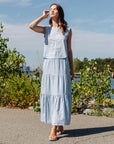 Soft Cotton - Double Tiered Maxi Skirt - Powder Blue - Clara Sunwoo