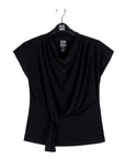 Drape Neck Loop Front Top - Black - Final Sale