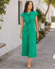 Drape Neck Loop Front Top - Emerald - Final Sale
