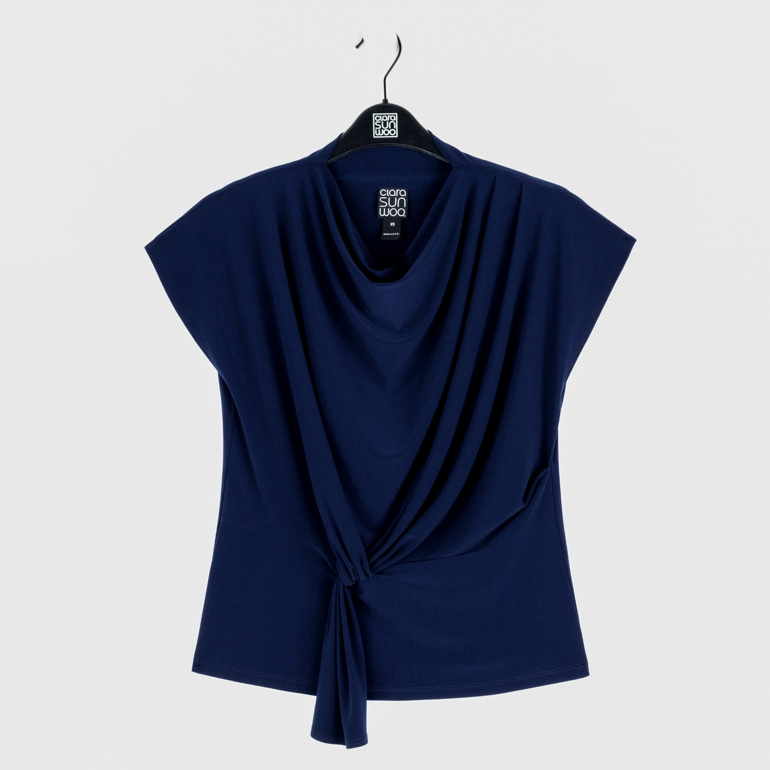 Drape Neck Loop Front Top - Navy - Final Sale – Clara Sunwoo