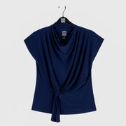 Drape Neck Loop Front Top - Navy - Final Sale