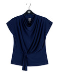 Drape Neck Loop Front Top - Navy - Final Sale