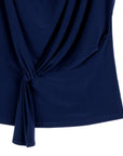 Drape Neck Loop Front Top - Navy - Final Sale