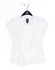 Drape Neck Loop Front Top - White - Final Sale