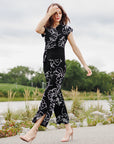 Crepe Knit - Drape Neck Loop Front Top - Blossom Sketch - Final Sale