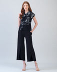 Crepe Knit - Drape Neck Loop Front Top - Blossom Sketch - Final Sale
