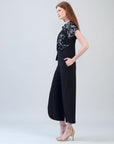 Crepe Knit - Drape Neck Loop Front Top - Blossom Sketch - Final Sale