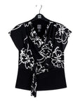 Crepe Knit - Drape Neck Loop Front Top - Blossom Sketch - Final Sale