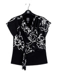 Crepe Knit - Drape Neck Loop Front Top - Blossom Sketch - Final Sale