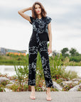 Crepe Knit - Drape Neck Loop Front Top - Blossom Sketch - Final Sale