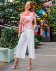 Rayon-Ponte Knit - Pleated Gaucho Pocket Pant - White - Limited Sizes!