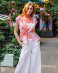 Butter Knit - Drape Neck Loop Front Top - Sunset Petals - Final Sale