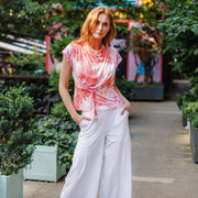 Butter Knit - Drape Neck Loop Front Top - Sunset Petals - Final Sale