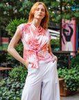 Butter Knit - Drape Neck Loop Front Top - Sunset Petals - Final Sale