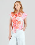 Butter Knit - Drape Neck Loop Front Top - Sunset Petals - Final Sale