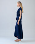 Drape Neck Loop Front Top - Navy - Final Sale