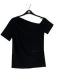 Angular Drape Neck Off Shoulder Top - Black