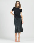 Angular Drape Neck Off Shoulder Top - Black
