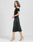 Angular Drape Neck Off Shoulder Top - Black