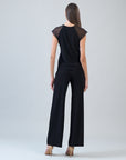 Mesh Cap Sleeve Top - Black